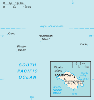 pitcairn inseln adamstown karte